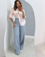 Calça Pantalona Alfaiataria - AZUL BEBÊ