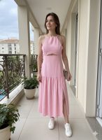Vestido Mídi - Amarração Rosa bebê