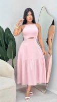 Vestido Mídi - Amarração Rosa bebê