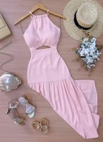 Vestido Mídi - Amarração Rosa bebê