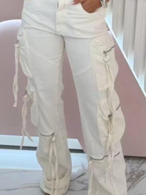 Calça Feminina Pantalona Reta Bege