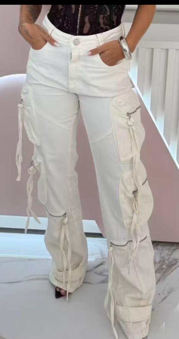 Calça Feminina Pantalona Reta Bege